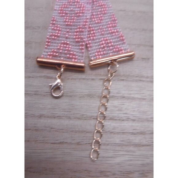 Loom Beaded Bracelet Clear & Pink - Picture 4 of 4